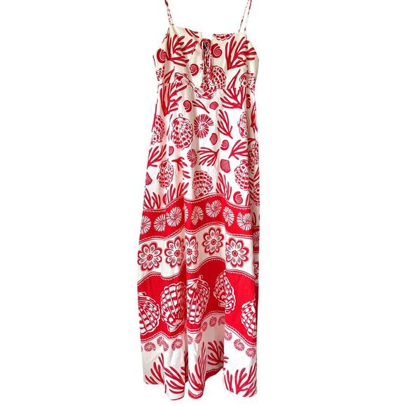 NWT Viral Calypso st Barth Shell Coral Red White Maxi Sun Dress Rio Size S - Picture 4 of 8